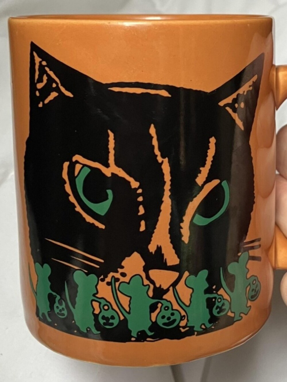 1988 Halloween Cat & Mice Mug Vintage Stoneware Made In Korea Kitsch Coffee Cup